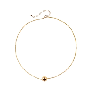 Collier à pendentif perle dorée avec chaîne fine minimaliste et finition métal poli