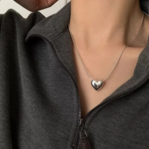 Collana Con Ciondolo A Cuore Rame Placcato Oro Catena Serpente Gioielli Eleganti Minimalisti Accessori Regalo Per Donna Hip Hop