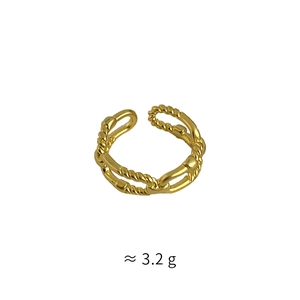 Detail of gold double-layer twisted ring with creative irregular texture weighing 3.2g