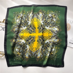 Retro Paisley Printed Imitation Satin Square Scarf Bohemian Ethnic Style Neckerchief Women Professional Bag Wrap Hair Band