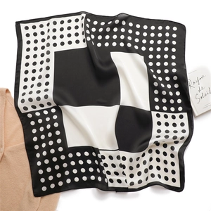 Fashion Square Scarf Satin Faux Satin Neckerchief Polka Dot Geometric Pattern Elegant Hair Head Scarf For Women Office Style
