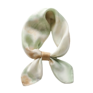 Carré de soie tie-dye vert doux et marron chaud pour femme foulard de mode élégant