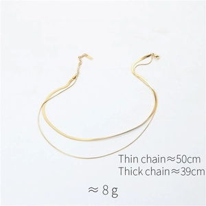 Double-layered gold snake bone and link chain necklace dimensions and size details