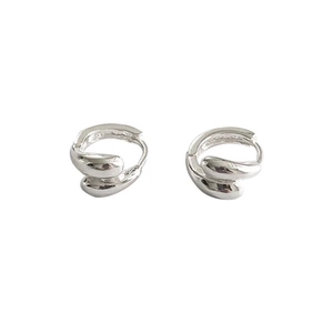 Minimalist silver fluid waterdrop hoop earrings with a sleek mirror polished finish