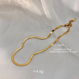 3mm goldene Schlangenkette mit 33,5cm Länge und verstellbarer Verlängerung