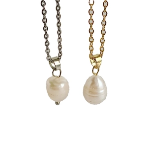Minimalist Baroque freshwater pearl necklace in gold and silver finish options