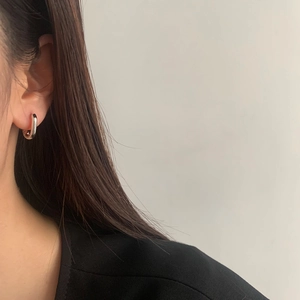 Boucles d'oreilles créoles ovales en U argentées minimalistes pour femmes, fini poli