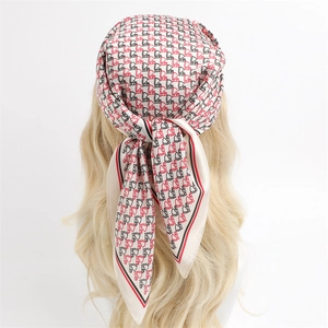 Women Elegant Satin Square Scarf Horse Head Equestrian Print Bandana Hair Wrap Headscarf Neck Scarf Fashion Bag Accessory