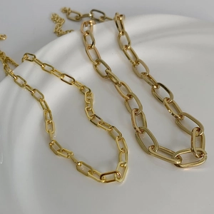 Collana A Catena Con Graffetta Minimalista Retro Punk Rame Placcato Oro Vero Gioielli Da Clavicola Geometrici Da Donna
