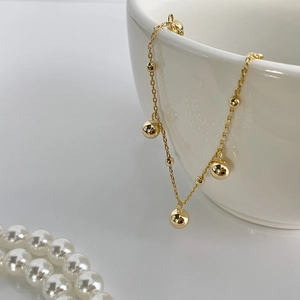 Cavigliera In Rame Placcato Oro Per Donna Minimalista Piccolo Ciondolo A Sfera Catena Di Perle Gioielli Per Piedi Stile Coreano