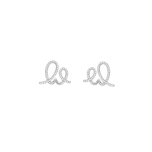 Elegant silver twisted spiral stud earrings with sparkling cubic zirconia pavé setting