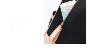 Detail of waterproof backpack front pocket with premium zipper and phone storage