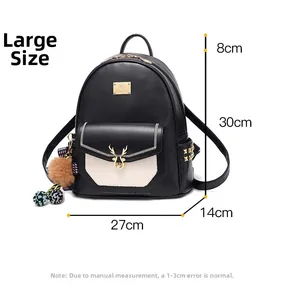 Spécifications de taille pour sac à dos bicolore avec ornement tête de cerf dorée
