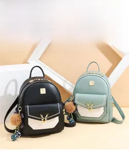 Détails de deux mini sacs à dos en cuir PU avec boucles cerf et pendentifs peluche