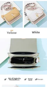 Internal view of fashion crossbody bag showing functional pockets and daily essentials storage