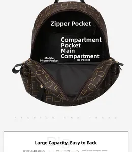 Interior detail of large capacity backpack showing multiple compartments and storage space