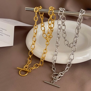 Collier Grosse Chaîne en Acier Inoxydable Style Ins Avec Fermoir à Bascule Placage Or PVD Bijoux Hip Hop Pour Femme