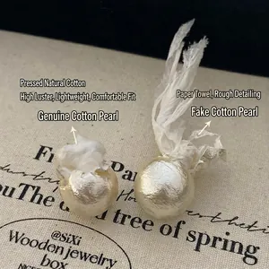 Macro comparison showing authentic lightweight cotton pearl texture and internal structure