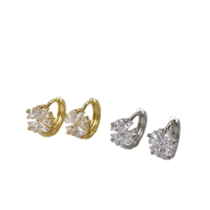 Elegant snowflake cubic zirconia hoop earrings in gold and silver finish for women