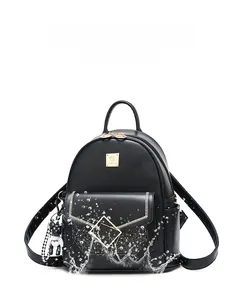 Detail of high-density waterproof black fabric on minimalist diamond quilted backpack