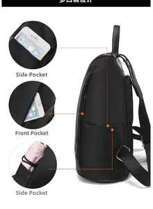 Détails multi-poches montrant le porte-bouteille latéral et la poche avant zippée