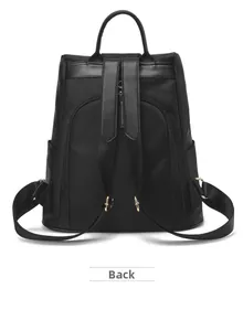 Détail du dos du sac à dos noir avec bretelles ajustables et poche zippée antivol discrète