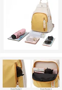Detail showing high-capacity oxford cloth chest bag with multi-layer storage pockets