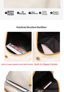 Detailed view of the Oxford fabric bag interior with five functional pockets and compartments