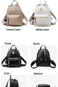 Detailed views of crocodile pattern leather backpack showing front, back and side angles