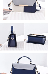 Vue détaillée du design patchwork et des finitions dorées de ce petit sac bandoulière tendance