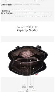 Internal structure and dimensions of large black leather handbag with 33cm length