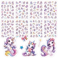 Detail of 197pcs watercolor unicorn stickers with rainbow and magic wand motifs
