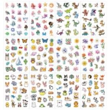 Collection détaillée de 12 feuilles d'autocollants aquarelle animaux et fleurs
