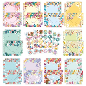 Easter Stationery Set Letter Paper Envelopes Stickers Bunny Egg Patterns Cartoon Kids Party Gift Writing Accessories
