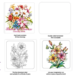Floral butterfly coloring book for adults with 30 erasable double-sided coated sheets