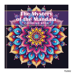 Front cover of The Mystery of the Mandala coloring book with vibrant floral patterns