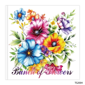 Detail of floral coloring page titled Bunch of Flowers with vibrant colorful blossoms