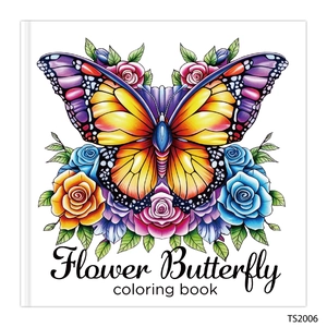 Detailed cover view of Flower Butterfly coloring book with vibrant floral illustrations