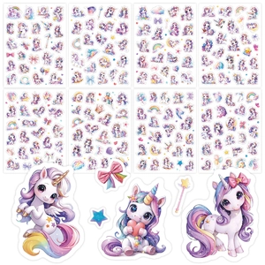 Autocollants Licorne Holographiques Pailletés Imperméables en Vinyle Décalcomanies Décoratives Enfants DIY Scrapbooking Gourde Laptop