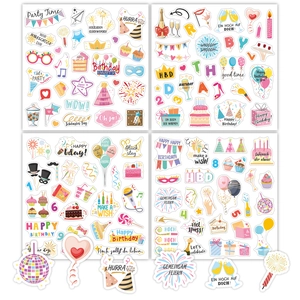 Autocollants Joyeux Anniversaire DIY Étiquettes Décoratives Pour Scrapbooking Décoration De Fête Allemand Et Anglais