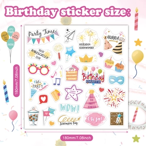 Autocollants d'anniversaire avec gâteaux et ballons pour décoration de scrapbooking