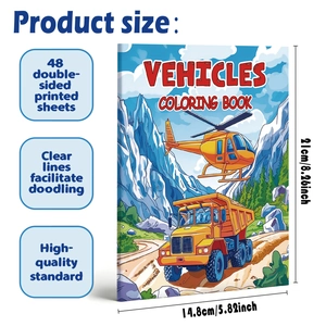 Children's vehicles coloring book with 48 double-sided pages for creative drawing