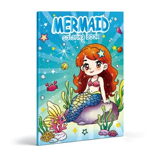 Detail view of the 48-page mermaid coloring book for kids with glitter ocean cover