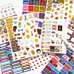 Set de 422 autocollants de budget avec dorure pour la décoration d'agendas et journaux
