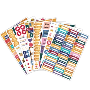 Détail de 422 stickers d'agenda avec objectifs budgétaires et icônes mensuelles