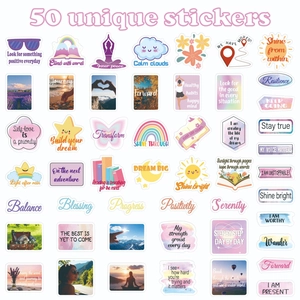 50 einzigartige Motivations-Sticker in Pastellfarben für Scrapbooking und Deko