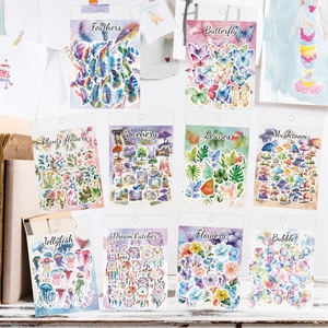 Vintage butterfly and floral scrapbooking stickers set with 10 themes for DIY planners