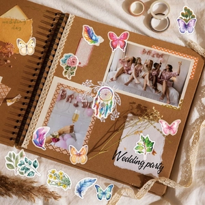 Vintage butterfly and floral watercolor stickers for scrapbooking and DIY journals