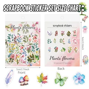 Scrapbook Sticker Set with vintage butterfly and floral designs 30pcs 7x9cm package