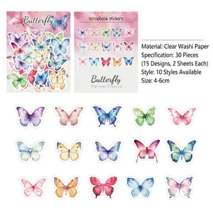 Detailed view of 30pcs vintage butterfly washi stickers for scrapbooking and DIY crafts
